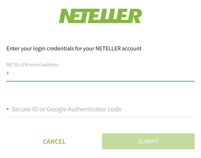 Đăng nhập vào tài khoản Neteller của người dùng