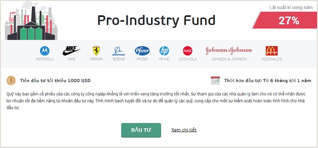 Pro Industry Fund là 1 danh mục đầu tư của những công ty công nghiệp lớn