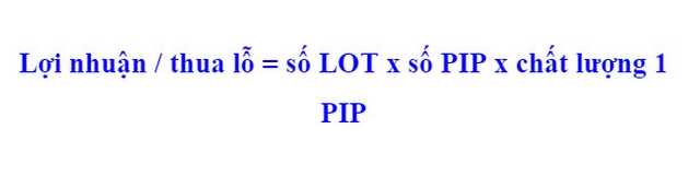 Ảnh 5: Công thức tính lợi nhuận / thua lỗ theo số PIP và số LOT 