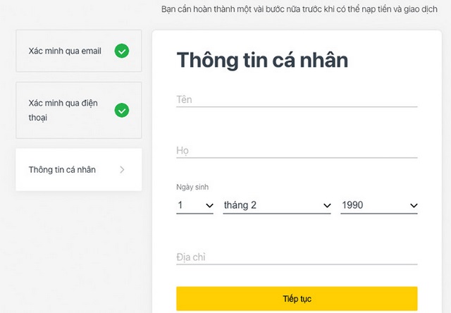 Ảnh 6: Cung cấp thông tin cá nhân tạo tài khoản mới