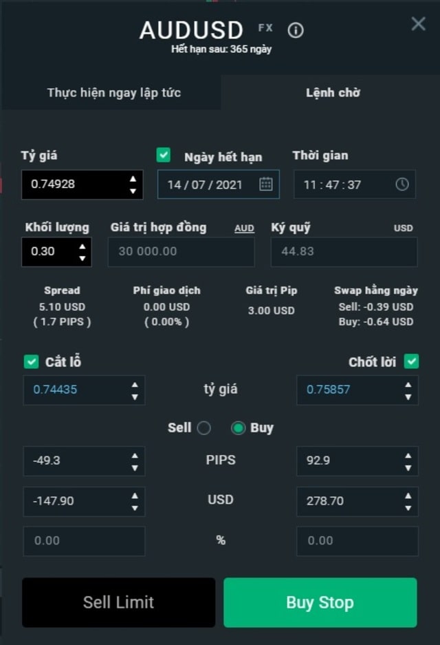 Tính năng đặt lệnh chờ kèm theo Stop Loss, Take Profit - Bước 4